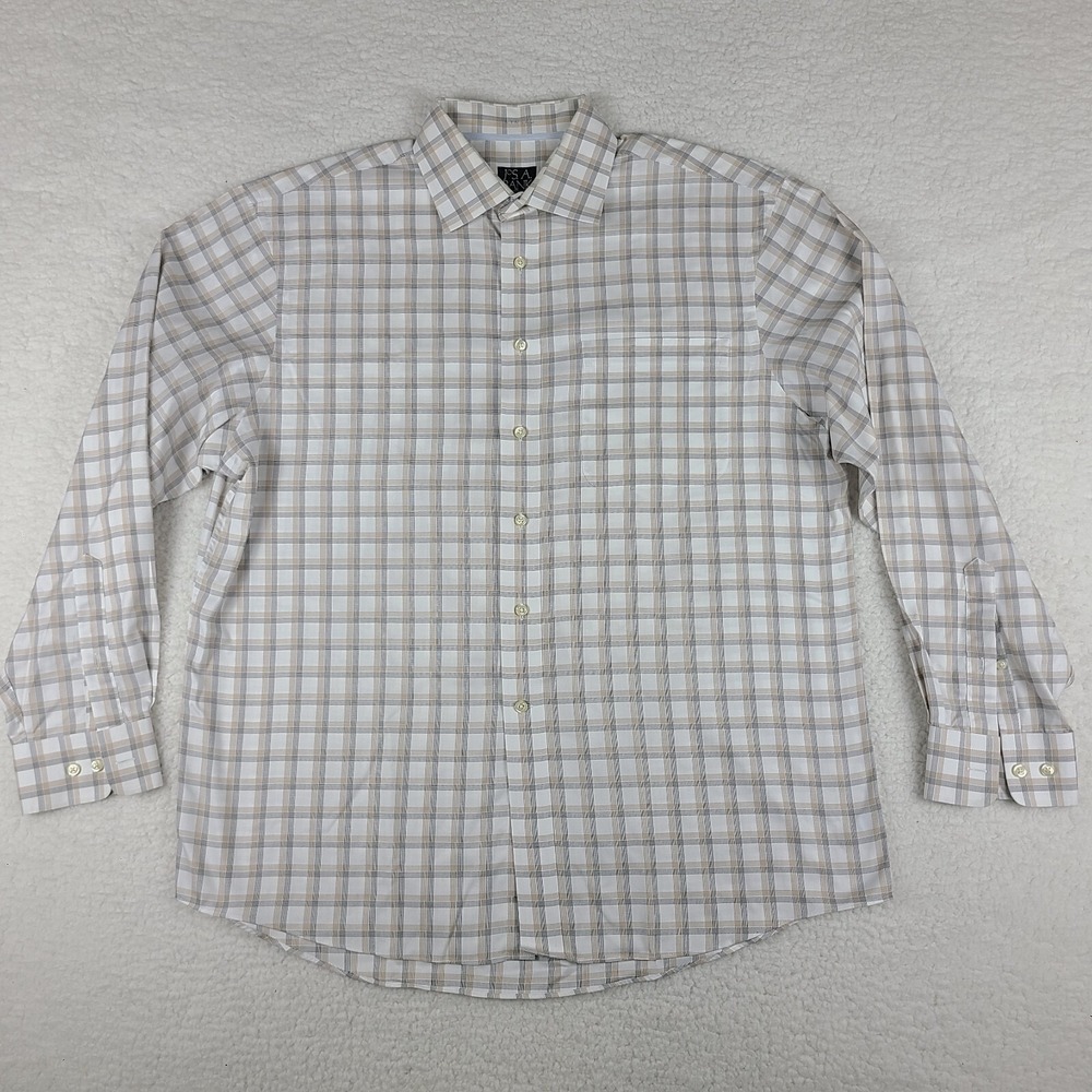 Jos A Bank Dress Shirt Mens Large Signature Collection Wrinkle Free Button Up
